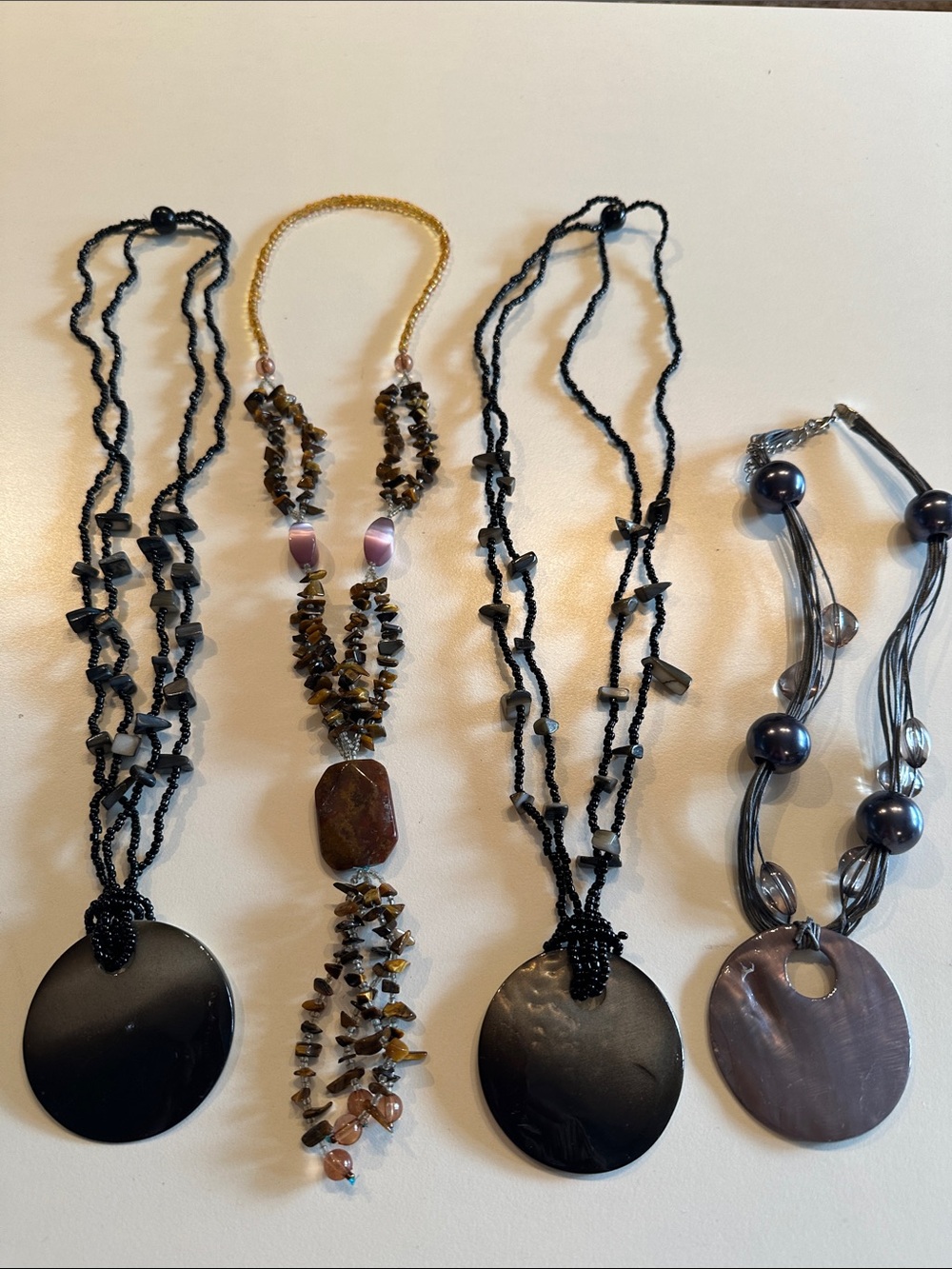 Black and Brown Beaded Pendant Necklace Set - Women Jewelry